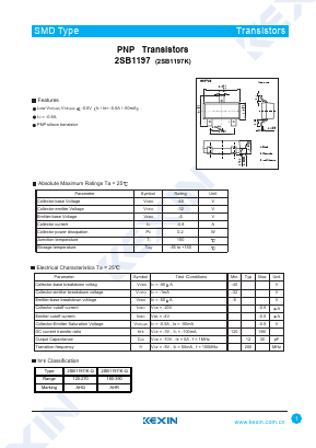 2SB1197 Datasheet PDF KEXIN Industrial