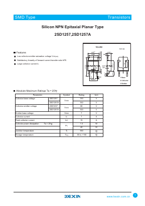 2SD1257 Datasheet PDF KEXIN Industrial