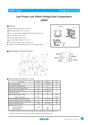 LM293 Datasheet PDF KEXIN Industrial