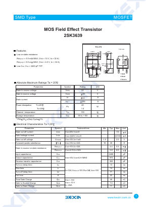 2SK3639 Datasheet PDF KEXIN Industrial