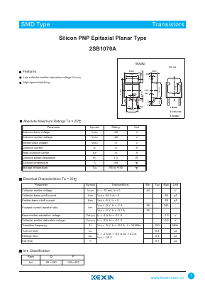 2SB1070A Datasheet PDF KEXIN Industrial
