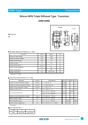2SB1409S Datasheet PDF KEXIN Industrial