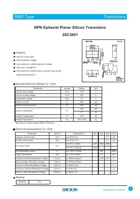 2SC3651 Datasheet PDF KEXIN Industrial