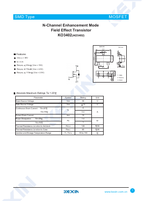 AO3402 Datasheet PDF KEXIN Industrial