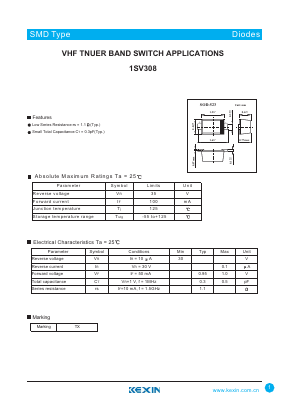 1SV308 Datasheet PDF KEXIN Industrial