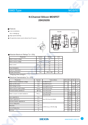 2SK2925S Datasheet PDF KEXIN Industrial