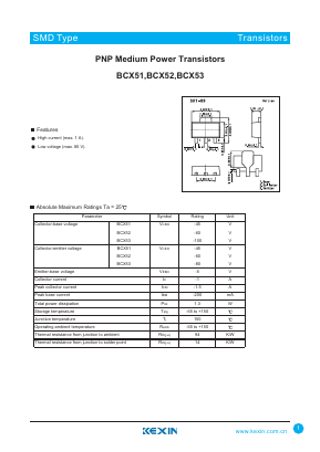 BCX53-16 Datasheet PDF KEXIN Industrial