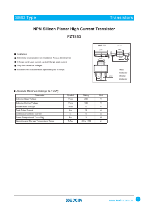 FZT853 Datasheet PDF KEXIN Industrial