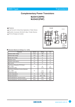 MJD42C Datasheet PDF KEXIN Industrial