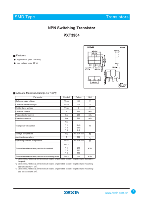PXT3904 Datasheet PDF KEXIN Industrial