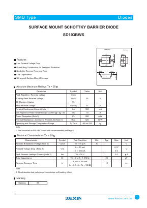 SD103BWS Datasheet PDF KEXIN Industrial