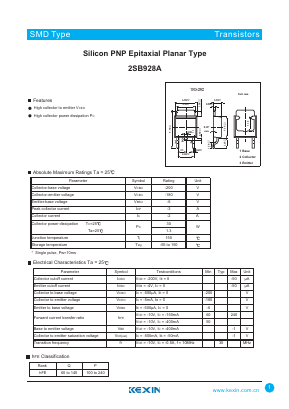 2SB928A Datasheet PDF KEXIN Industrial