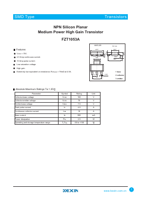 FZT1053A Datasheet PDF KEXIN Industrial