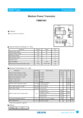 FMMT491 Datasheet PDF KEXIN Industrial