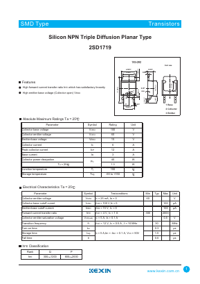 2SD1719 Datasheet PDF KEXIN Industrial