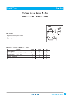 MMSZ5221BS Datasheet PDF KEXIN Industrial