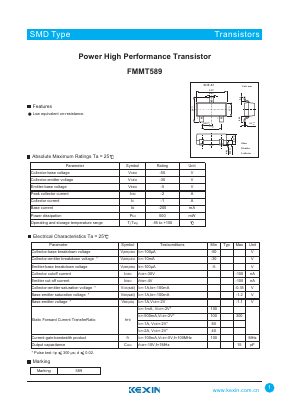 FMMT589 Datasheet PDF KEXIN Industrial