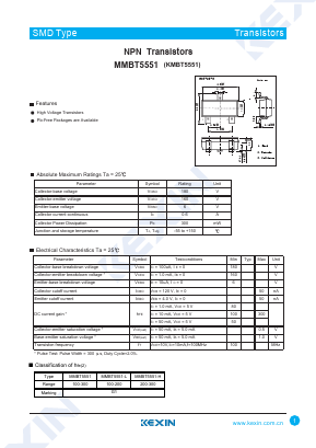 MMBT5551 Datasheet PDF KEXIN Industrial