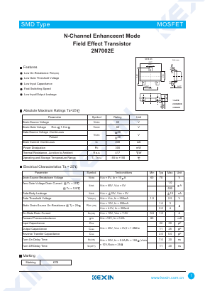 2N7002E Datasheet PDF KEXIN Industrial