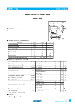 FMMT449 Datasheet PDF KEXIN Industrial