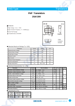 2SA1200-O Datasheet PDF KEXIN Industrial