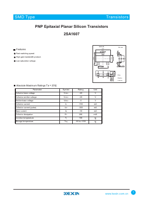 2SA1607 Datasheet PDF KEXIN Industrial