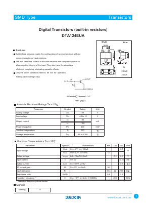 DTA124EUA Datasheet PDF KEXIN Industrial