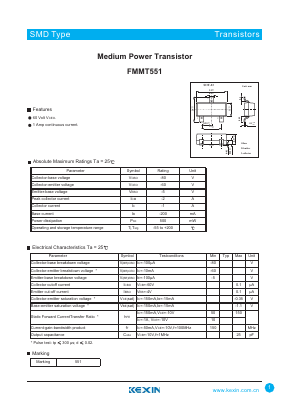 FMMT551 Datasheet PDF KEXIN Industrial