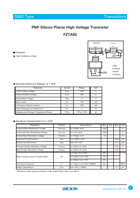 FZTA92 Datasheet PDF KEXIN Industrial