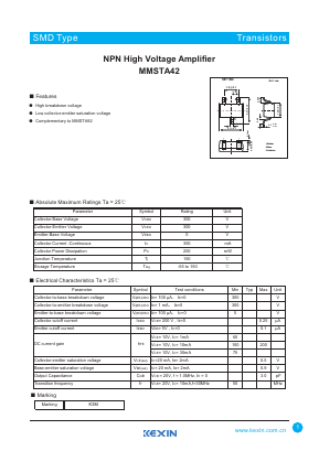 MMSTA42 Datasheet PDF KEXIN Industrial