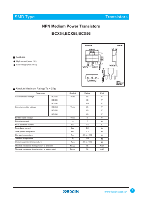 BCX56-10 Datasheet PDF KEXIN Industrial