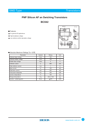 BCX42 Datasheet PDF KEXIN Industrial