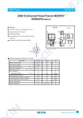 FDB2670 Datasheet PDF KEXIN Industrial