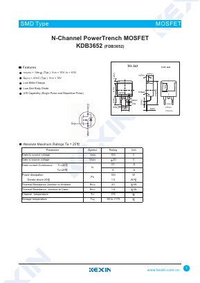 KDB3652 Datasheet PDF KEXIN Industrial