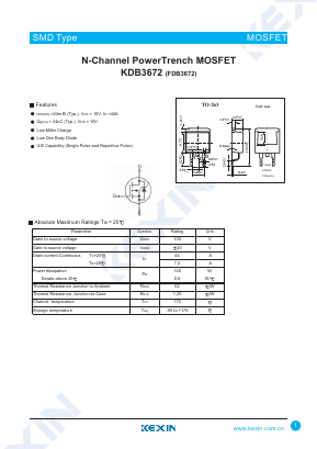 FDB3672 Datasheet PDF KEXIN Industrial