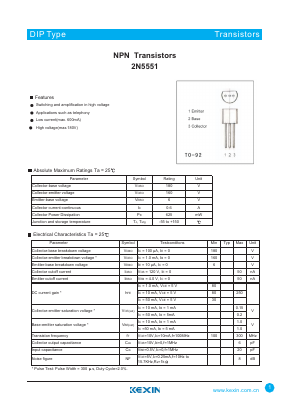 2N5551 Datasheet PDF KEXIN Industrial