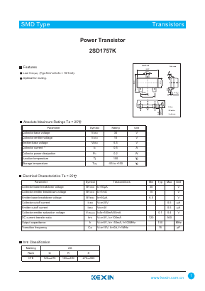 2SD1757K Datasheet PDF KEXIN Industrial