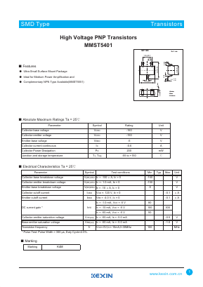 MMST5401 Datasheet PDF KEXIN Industrial