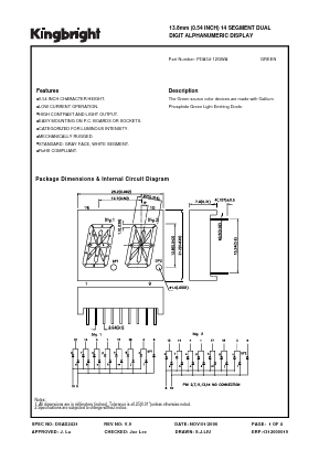 PDA54-12GWA Datasheet PDF Kingbright