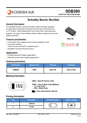 SDB380-1 Datasheet PDF Kodenshi Auk Co., LTD