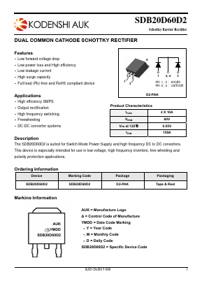 SDB20D60D2 Datasheet PDF Kodenshi Auk Co., LTD