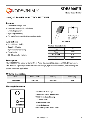 SDB8200PH Datasheet PDF Kodenshi Auk Co., LTD