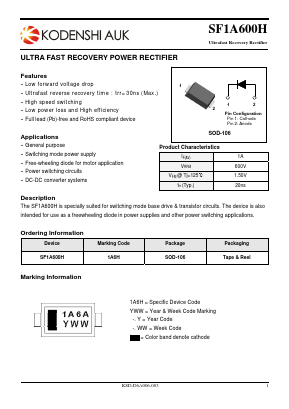 SF1A600H Datasheet PDF Kodenshi Auk Co., LTD