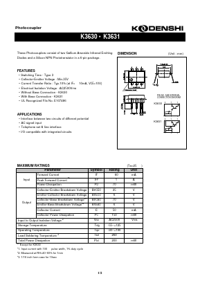 K3630 Datasheet PDF Kodenshi Auk Co., LTD