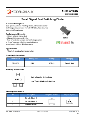 SDS2836 Datasheet PDF Kodenshi Auk Co., LTD