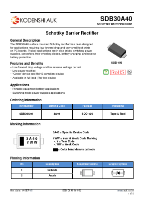 SDB30A40 Datasheet PDF Kodenshi Auk Co., LTD