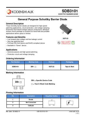 SDB3101 Datasheet PDF Kodenshi Auk Co., LTD