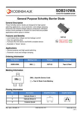 SDB310WA Datasheet PDF Kodenshi Auk Co., LTD