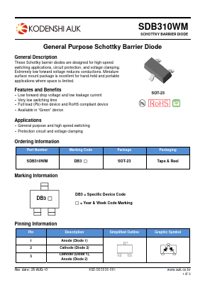 SDB310WM Datasheet PDF Kodenshi Auk Co., LTD