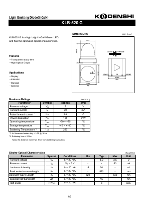 KLB-520G Datasheet PDF Kodenshi Auk Co., LTD